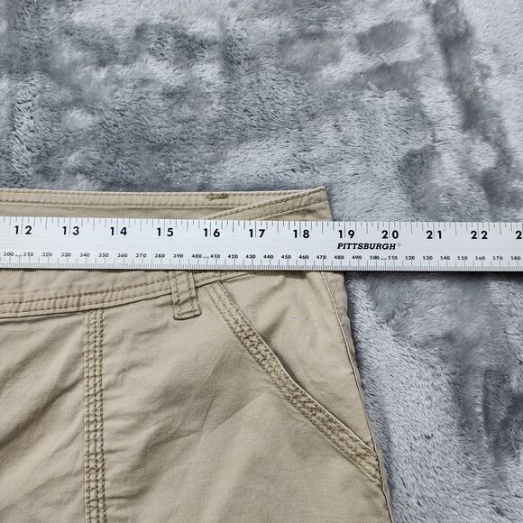Vintage St Johns Bay Pants Women 16 Tan Khaki Cargo Capri Drawstring Hem Stretch - Picture 7 of 11